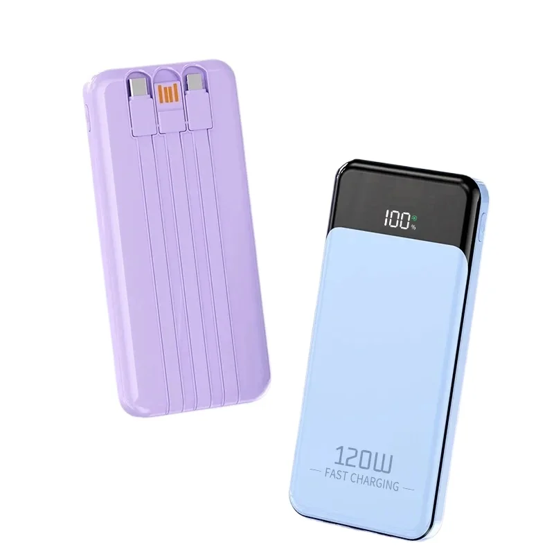 For IPhonei 20000mAh Convenient 120W Built-in Three Wire Suitable Large Capacity Super Fast Charging Mobile Power Bank