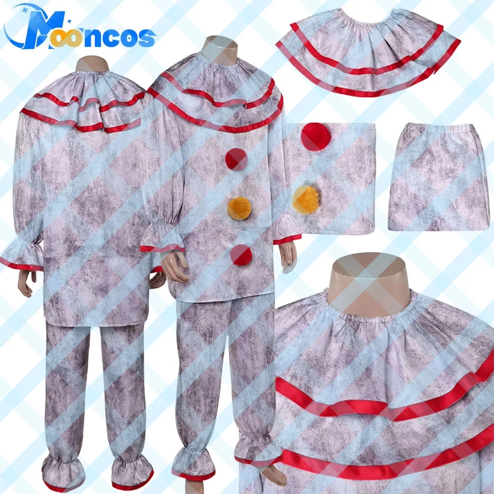 Costume de Clown Fantastique Twisty pour Hommes, Ensemble de Cosplay avec Haut, Pantalon et Foulard, Vêtements de Déguisement de Film d'Horreur, Costume pour Halloween et Carnaval