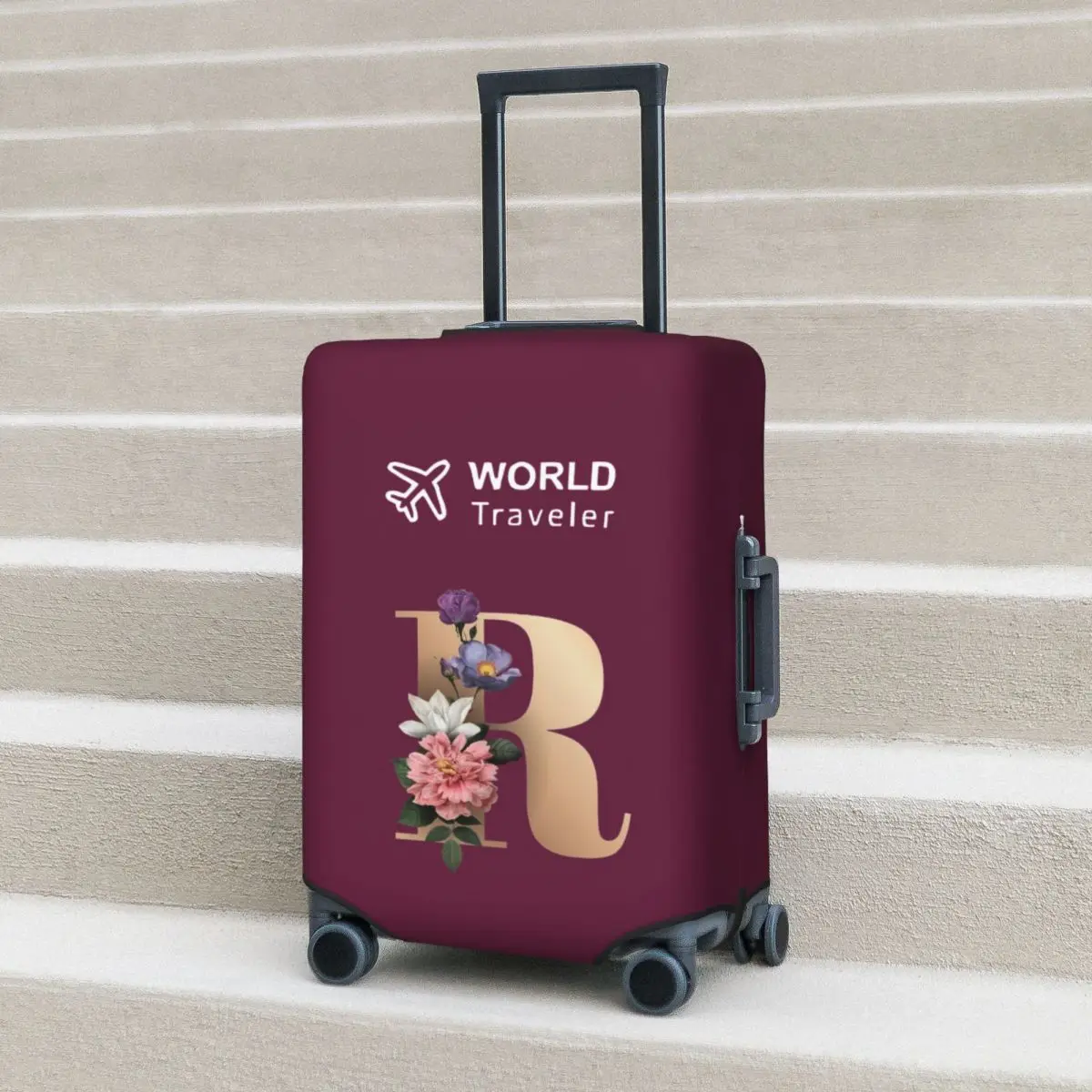 

Чехол для чемодана с надписью R и золотым цветком, модные практичные аксессуары для защиты багажа от пыли для круиз-путешествий