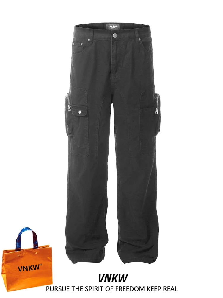 

Мужские повседневные брюки High Street с множеством карманов, весна-лето-осень, свободные, унисекс, рабочие, широкие, длинные джинсы свободного кроя