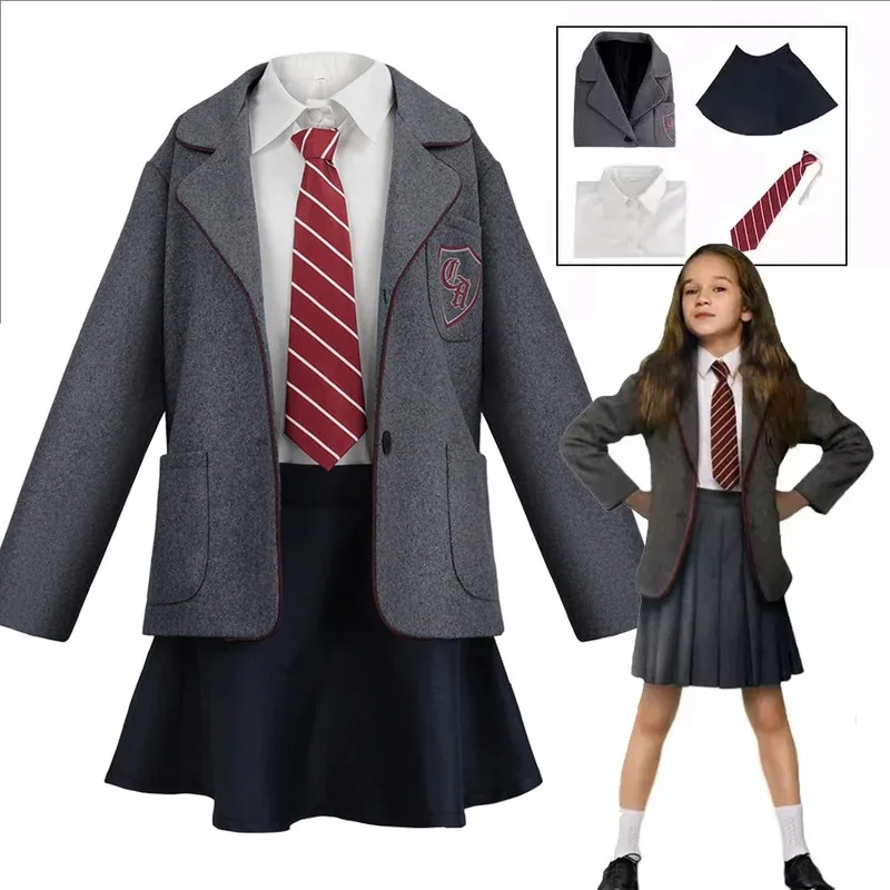 

Костюм Матильды для косплея из фильма, школьная форма, пальто, юбка, галстук, роальдные гены, музыкальный костюм Матильды, детский костюм для девочек и женщин