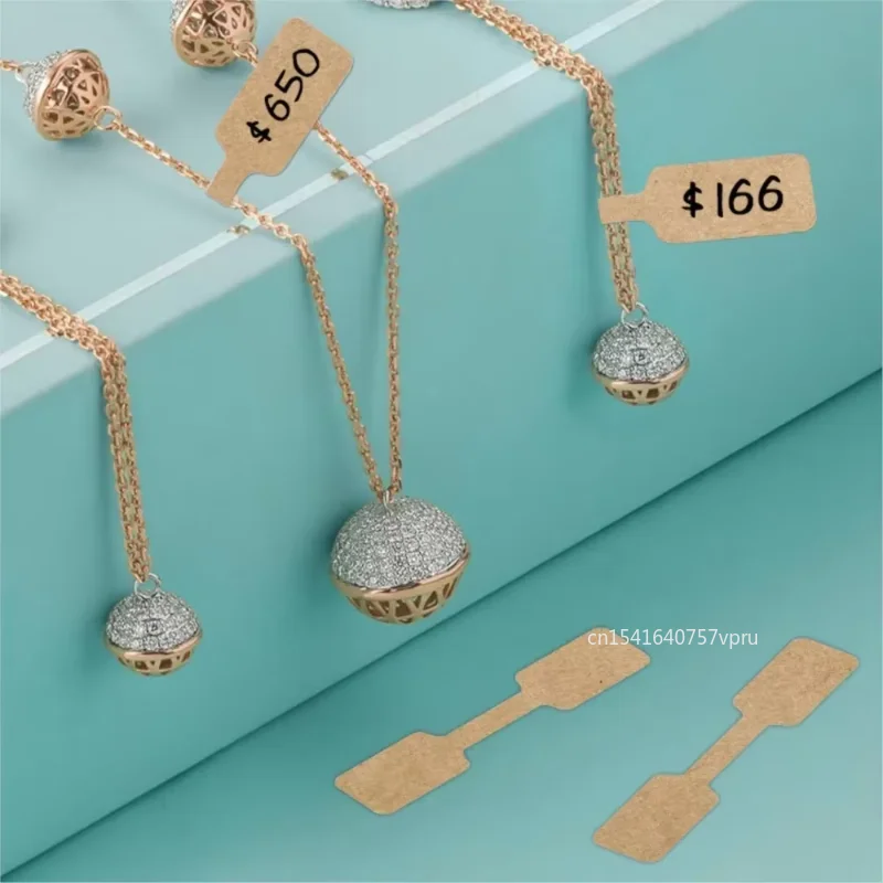 500Pcs/Roll Jewelry Hangtag Kraft Paper Prices Label Self Adhesive Stickers For Necklace Ring Display Packaging Wholesale