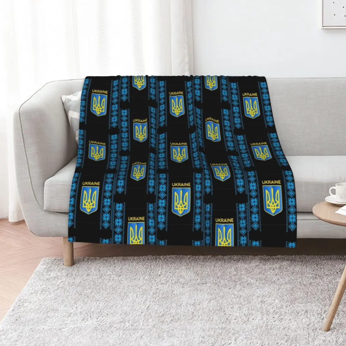 Ukrainian coat of arms and ornament.. _quot_Vyshivanka_quot_. with _quot_Vyshivanka_ Throw Blanket wednesday Blankets