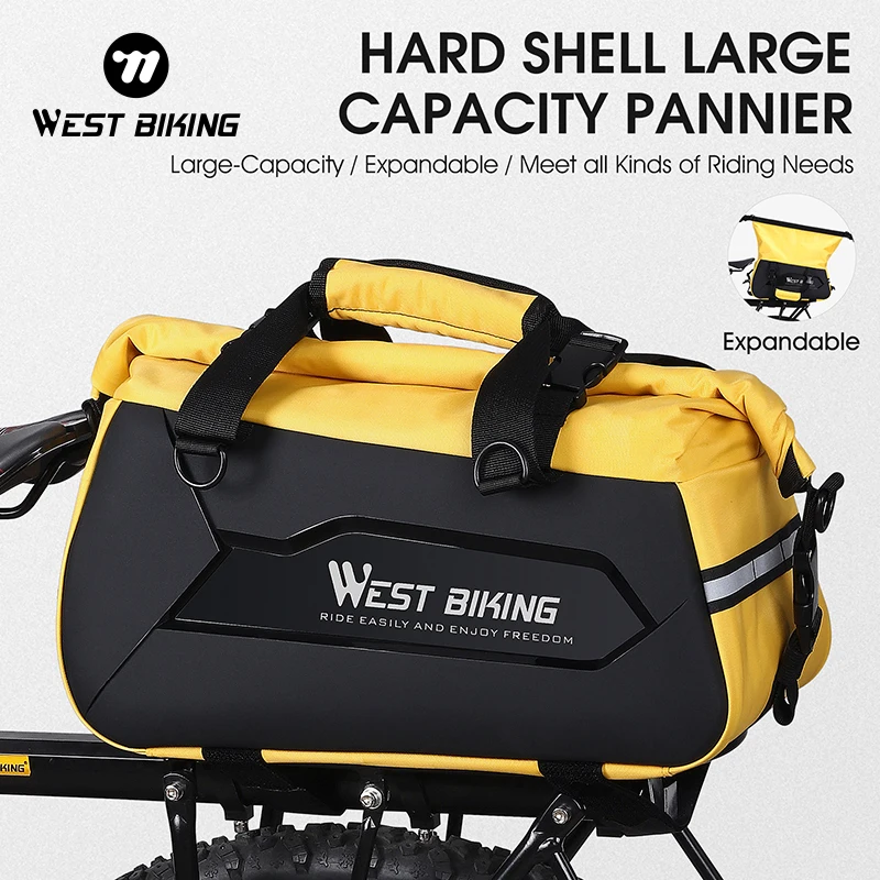 WEST BIKING Bike Bag Bicycle Panniers Rear Rack Bag 25L Large Capacity Waterproof Bicycle Saddle Trunk Bag Luggage For Cycling