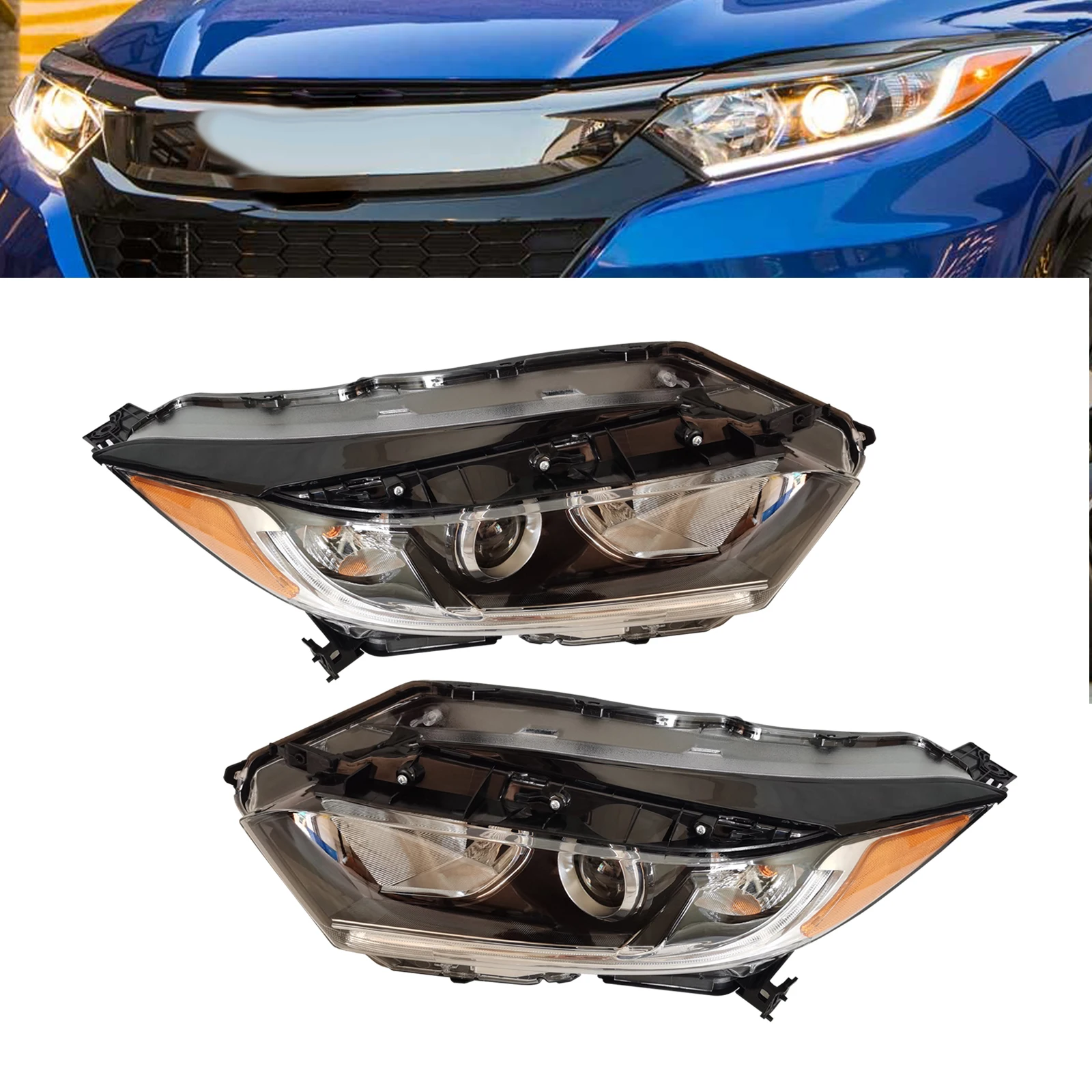 

Fit Honda HR-V HRV 2019-2021 LED DRL Halogen Headlights Left or Right Headlamps Black 33150t7aa31 /33150-T7a-a31