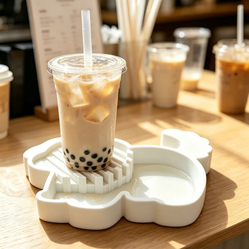 Household Puppy-Shaped Drip Collection Tray, Grid-Style Coaster, Reusable Tray, for Placing Cold Drinks, Cosmetics, and Small Desktop Tools