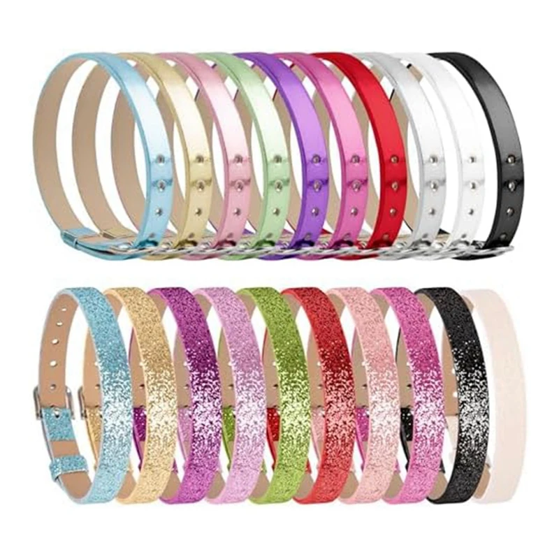 

Pack Of 20 8Mm Wristband Bracelet For 8Mm Sliding Letters For Jewelry Making DIY Craft 2 Styles Durable Easy To Use