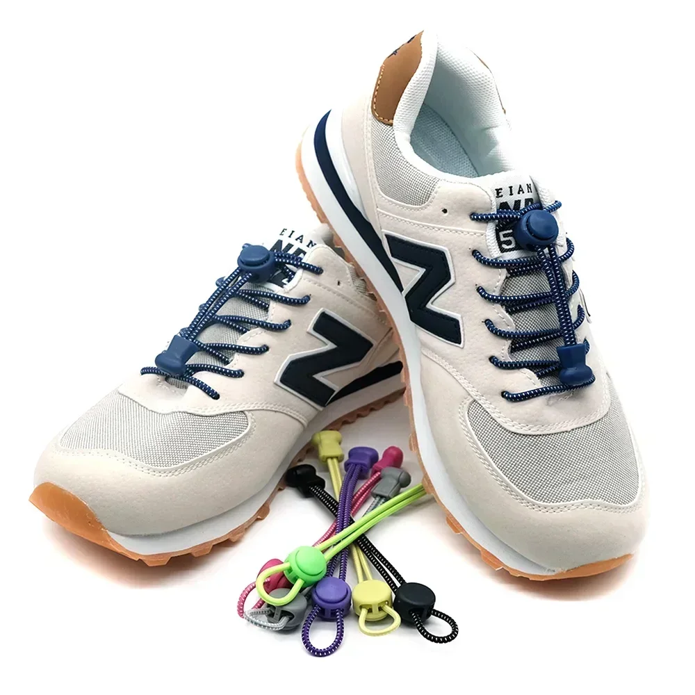 1 Pair of No Tie ShoesLaces Rubber Round Spring Lock Elastic Sneaker Shoelaces Laces Accessories Suitable for Kids Adult Lazy image 4
