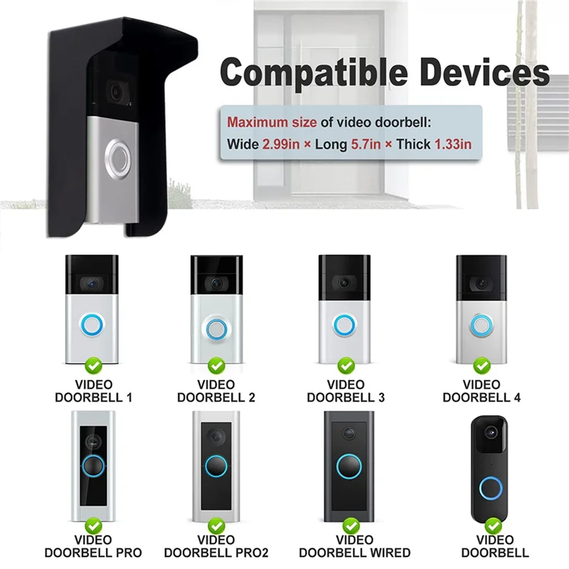 ABGN 2X Bel Pintu Penutup Hujan Anti Maling Bel Pintu Braket Pemasangan Tanpa Pengeboran untuk Braket Penutup Bel Pintu Video