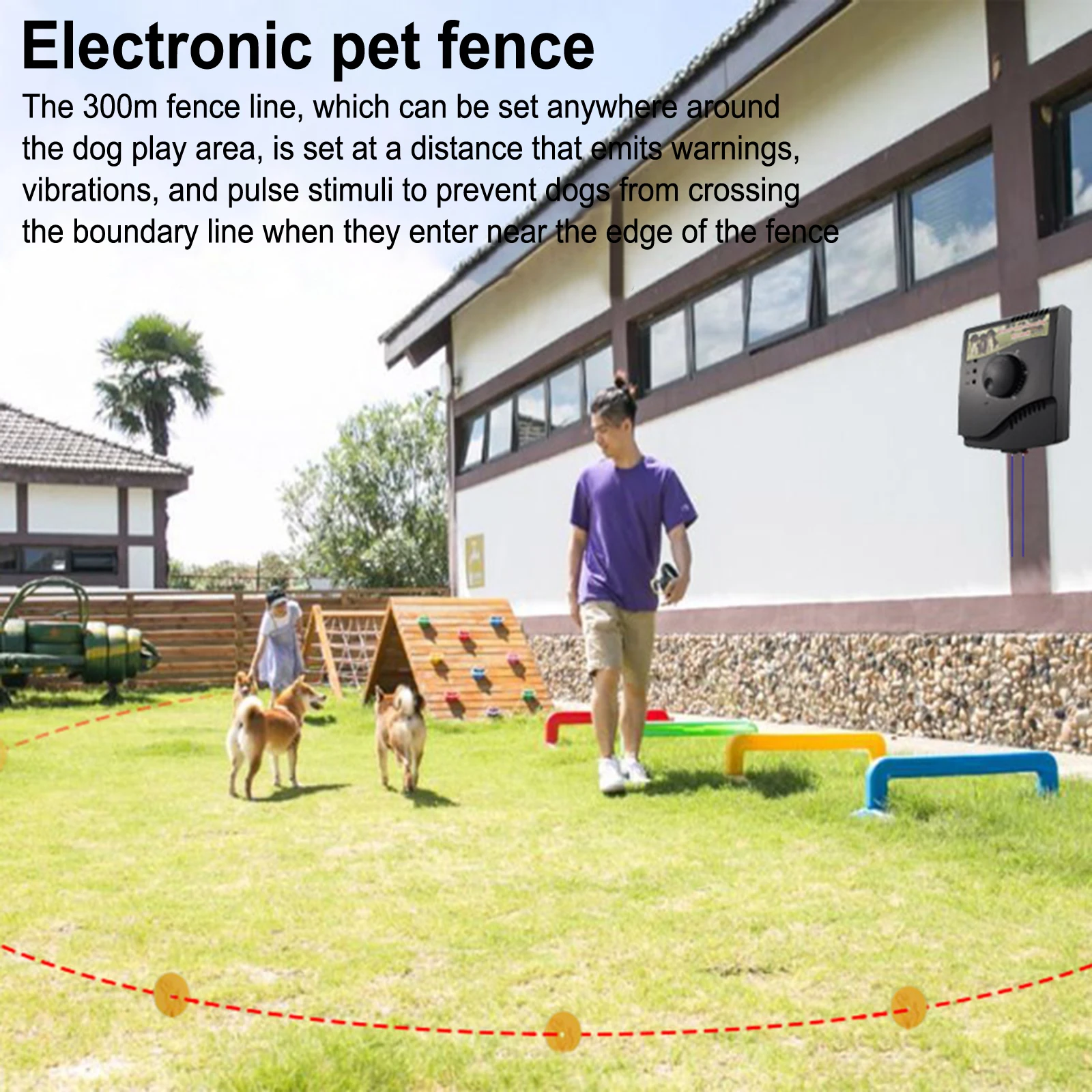 Electric Pet Fence System Dog Training Acoustic Shock Collar Waterproof Smart Dog Electronic Fence Pet Accessories