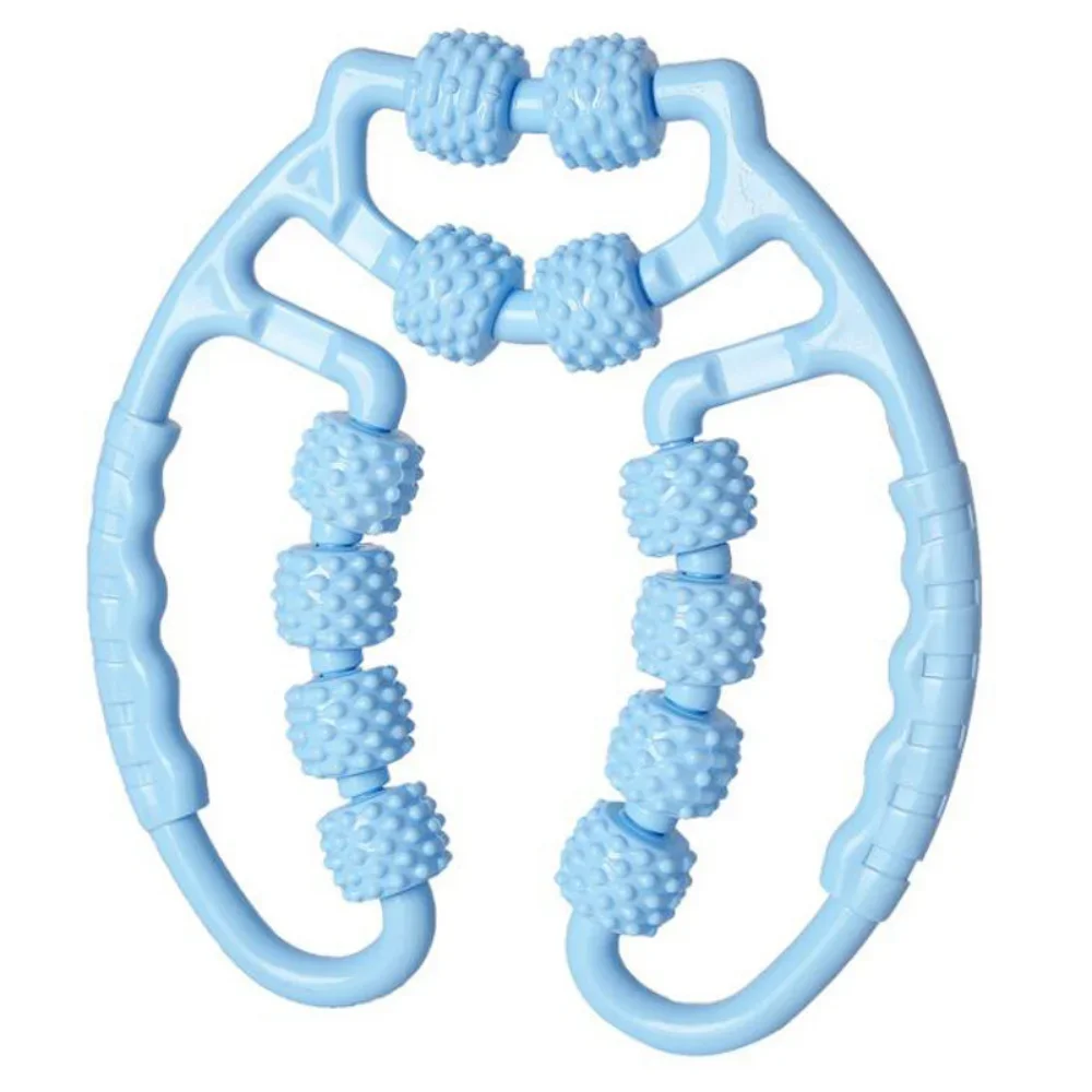 Anillo masajeador de pinza para piernas, Rodillo de plástico relajante, barra de Yoga, masajeador de cuatro ruedas