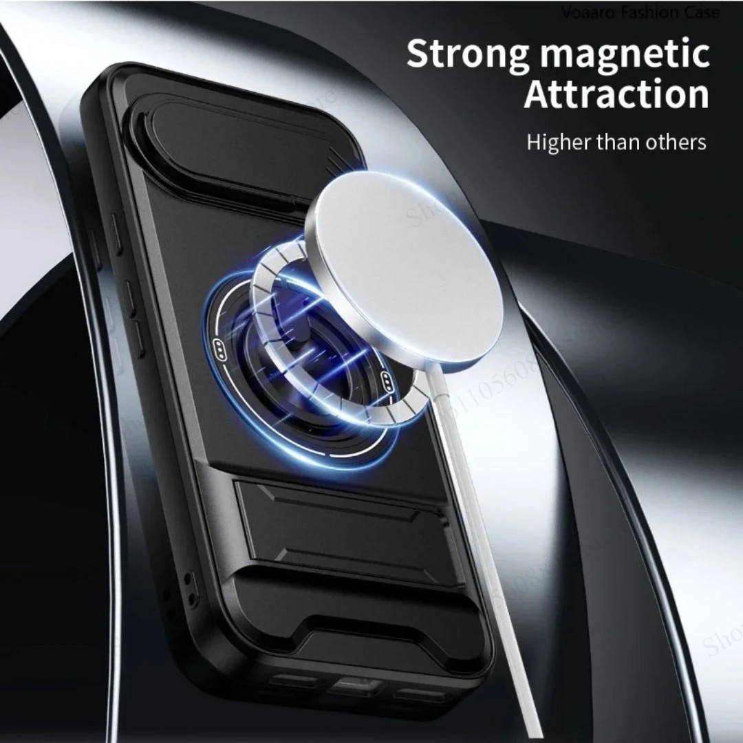 Heavy Duty Military Grade Slide Camera Magnetic Case for Google Pixel 11 10 9 Pro XL Shockproof Kickstand Ott-Box Protect Cover