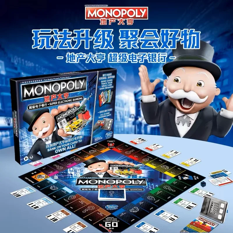 Genuino Hasbro Real Estate Tycoon Monopoly Gioco Scacchi Scacchi a mano forte Versione Deluxe Gioco da tavolo genitore-figlio Gioco intellettuale