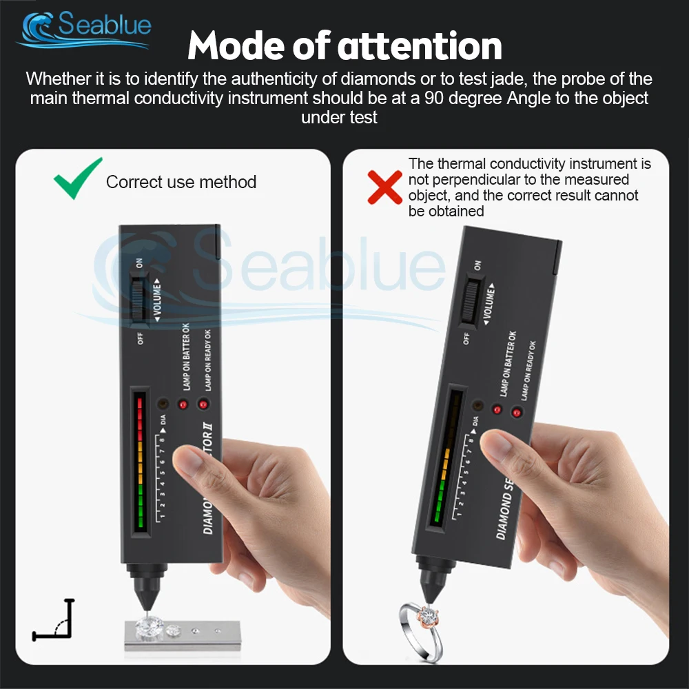 DC 9V Diamond Tester Probe Pen Mohs Hardness Tester Thermal Conductivity Tester Portable Identification and Testing Tool