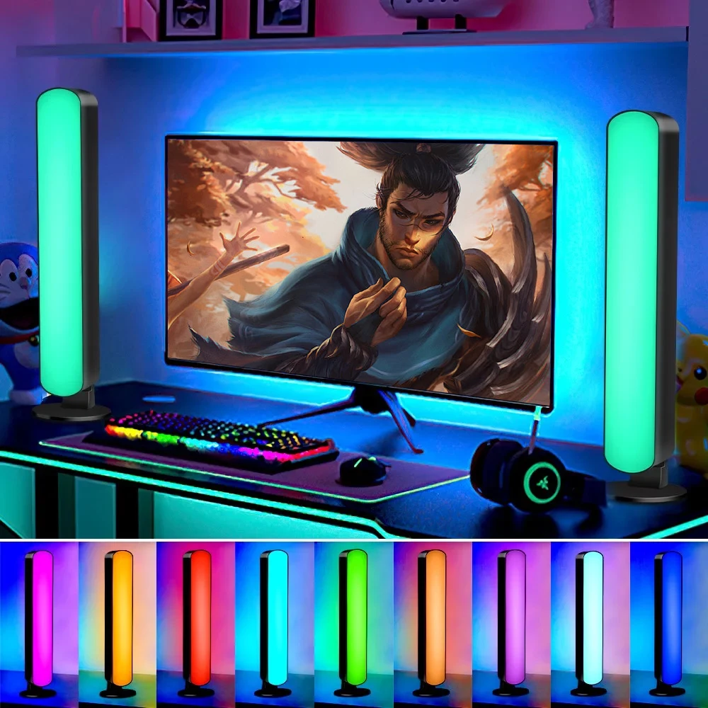 1/2 Packs Smart LED Strip Lights with Remote Control for Room Gaming TV, and Party Decoration - Sync with Music, RGB Desk Lamp 