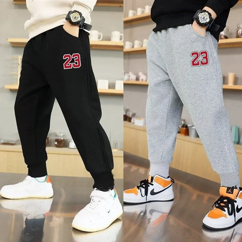 Boys' Casual Comfortable Basketball Motion Long Pants High Quality Kids' Trousers Spring Autumn Number 23 Children's Daily Wear