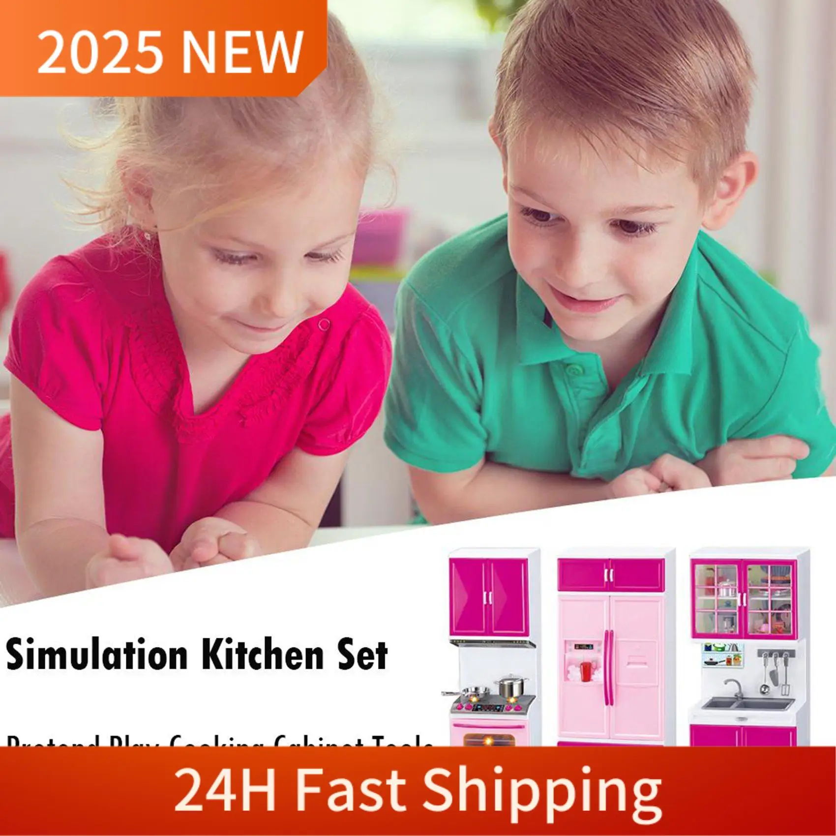 

A49U Simulation Kitchen Cabinets Set Children Pretend Play Cooking Tools Mini Tableware Sets Toys Girls Dollhouse Playset