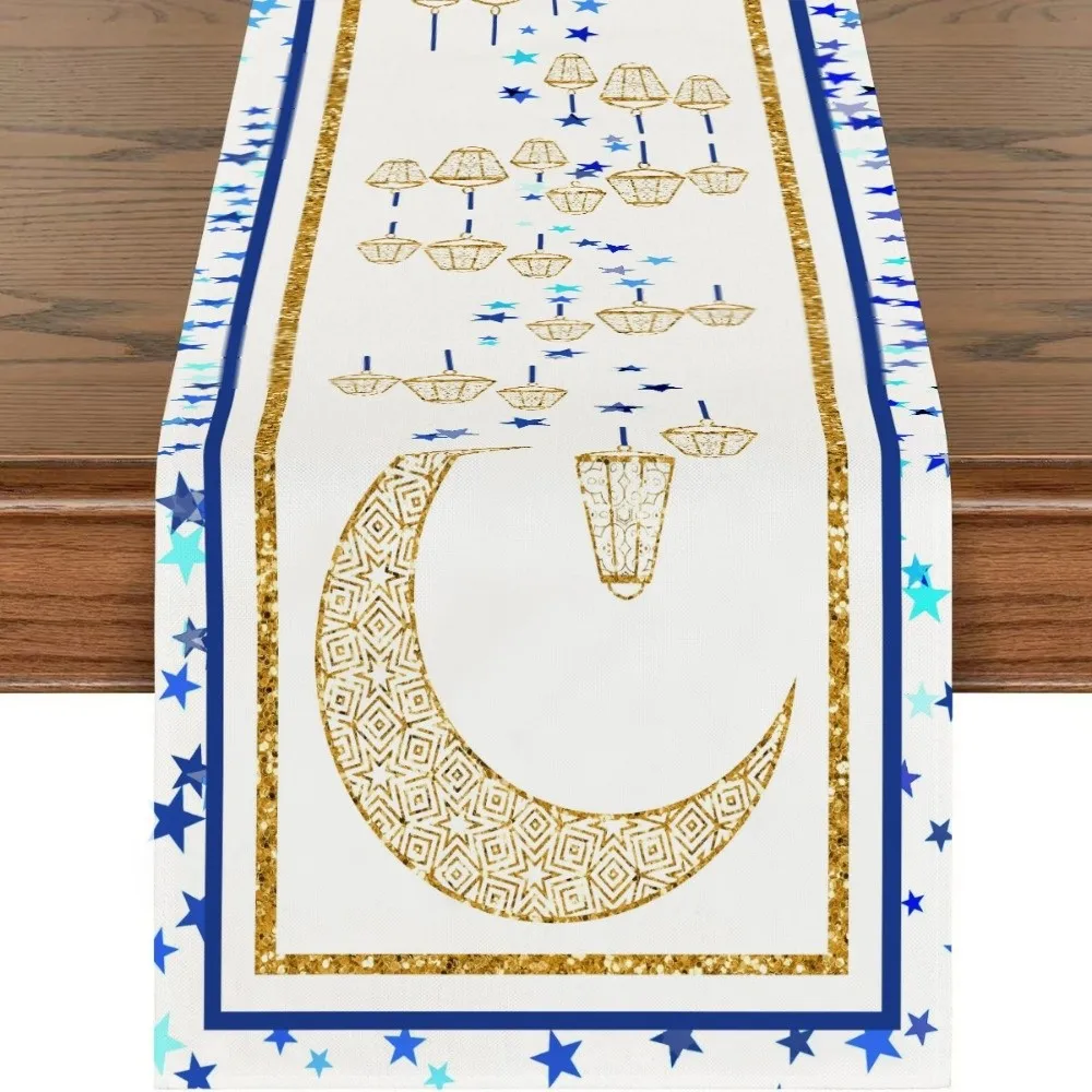 

Vintage Ramadan Table Runner Washable Watercolor Flowers Ramadan Decorations Elegant Floral Reusable Islamic Table Runner