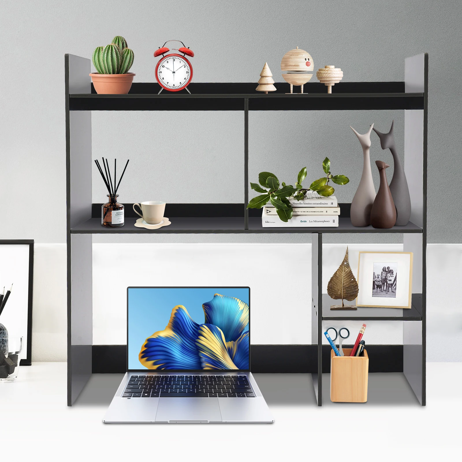 

Desktop Shelf, PVC, 5 Compartments, Spacious Storage, Removable Partition, For Office, School, Organize Files, Store Documents