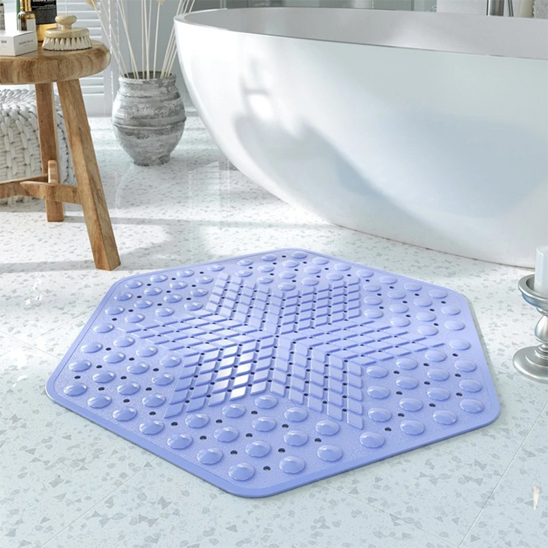 Shower Mat Regular Hexagon PVC Massage Bath Mat Toilet Shower Room Floor Mat Hotel Bathroom Anti Slip Pad