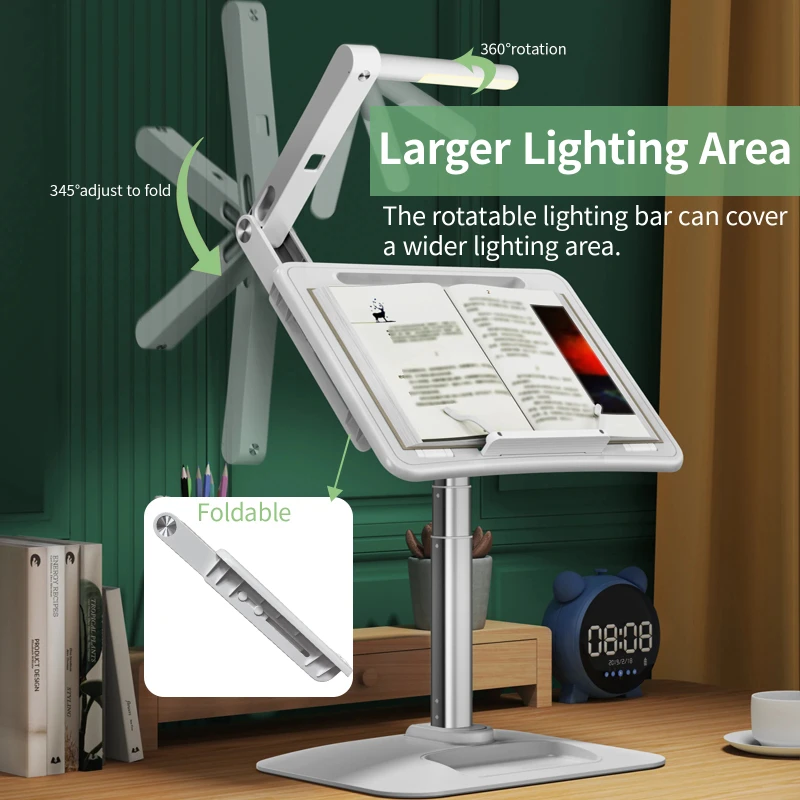 Adjustable Angle Laptop Stand with Night Light Liftable Reading Desk Tablet Stand Computer Accessories