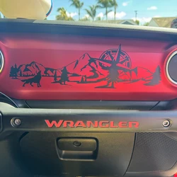 Wolf Mountain with Compass Scene Dashboard Car Vinyl Decals And Stickers For Jeep Wrangler JL/Jeep Gladiator JT 2018+