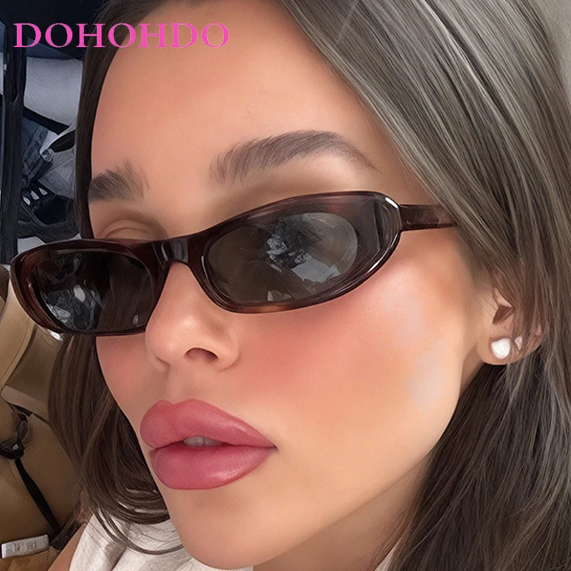 

2026 Trendy Oval Black Punk Sunglasses Women Brand Narrow Frame Rectangle Shades Small Eyewear Men Sun Glasses Female Male UV400