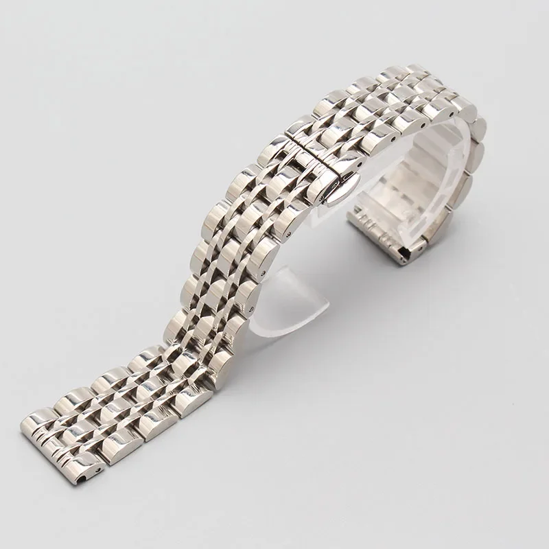 Ремешок для часов из нержавеющей стали, браслеты, полированная пряжка из розового золота, 14 мм, 16 мм, 18 мм, 20 мм, 22 мм, 24 мм, ремешки для часов с прямым концом