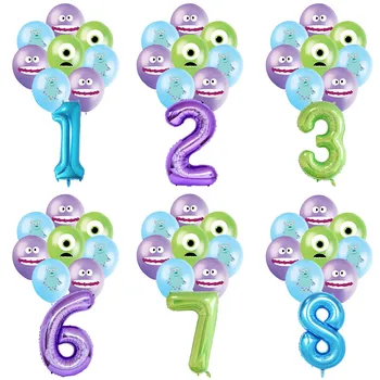 몬스터 대학교 몬스터, Inc. 생일 파티 장식 번호, 알루미늄 호일 라텍스 풍선, 베이비 샤워 사진 소품 