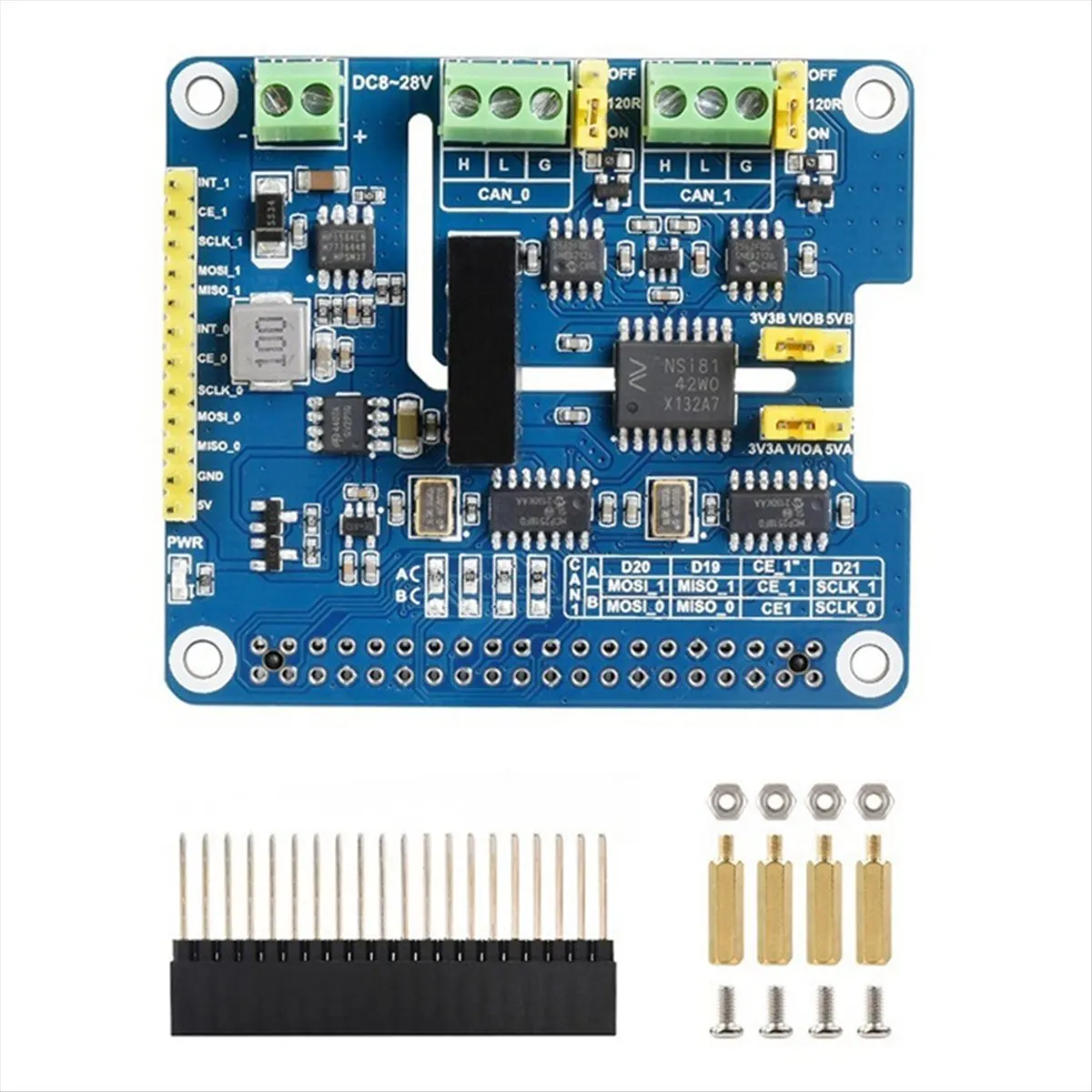 Super Sale 2-Channel Isolated CAN FD Expansion HAT for Raspberry Pi 5/4B/3B/Zero/Zero W/Zero 2W/Pico/Pico W/Pico WH