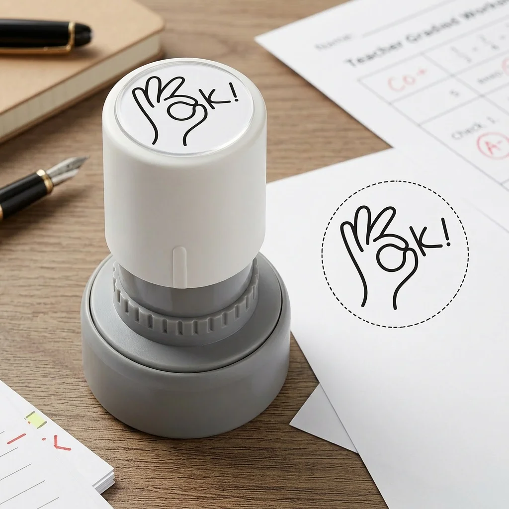 1 OK gesture cartoon photosensitive stamp, teacher corrects homework, praises and encourages small stamps