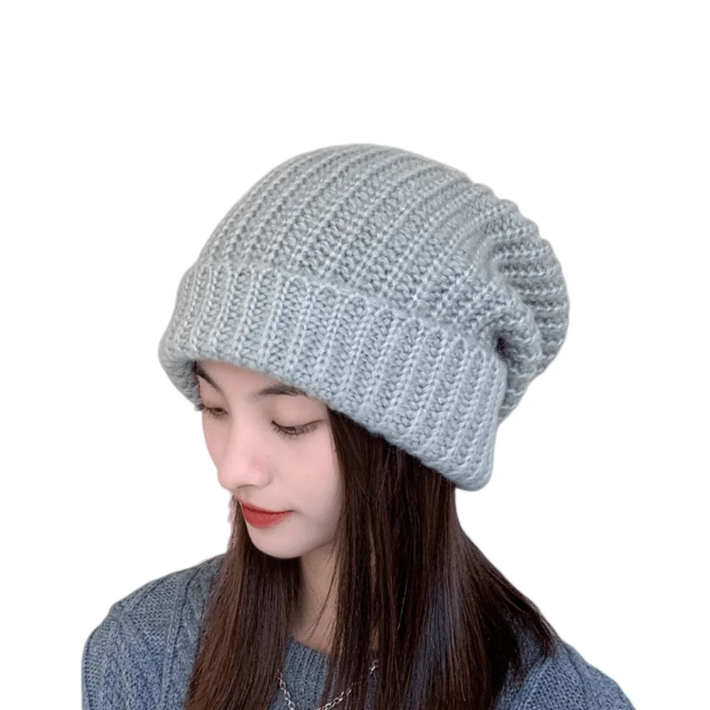 

Big Head Circumference Wool Hat Unisex Winter Beanie Skullies Hat Women Knitted Bonnet Beanie Caps Men Warm Knit Pile Cap