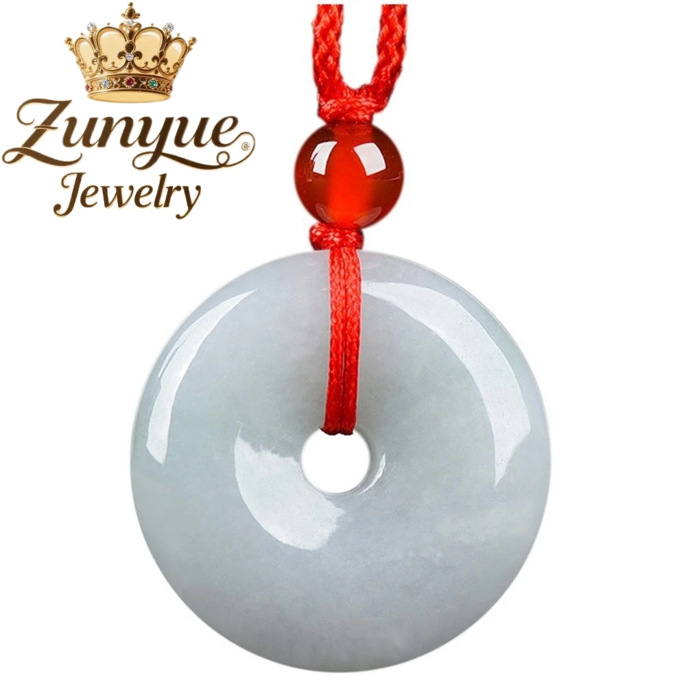 Natural Myanmar Genuine Ice-Grade Jadeite Peace Pendant With Clasp High-End Fashion Popular Simple Luxury Quality Jewelry Gift