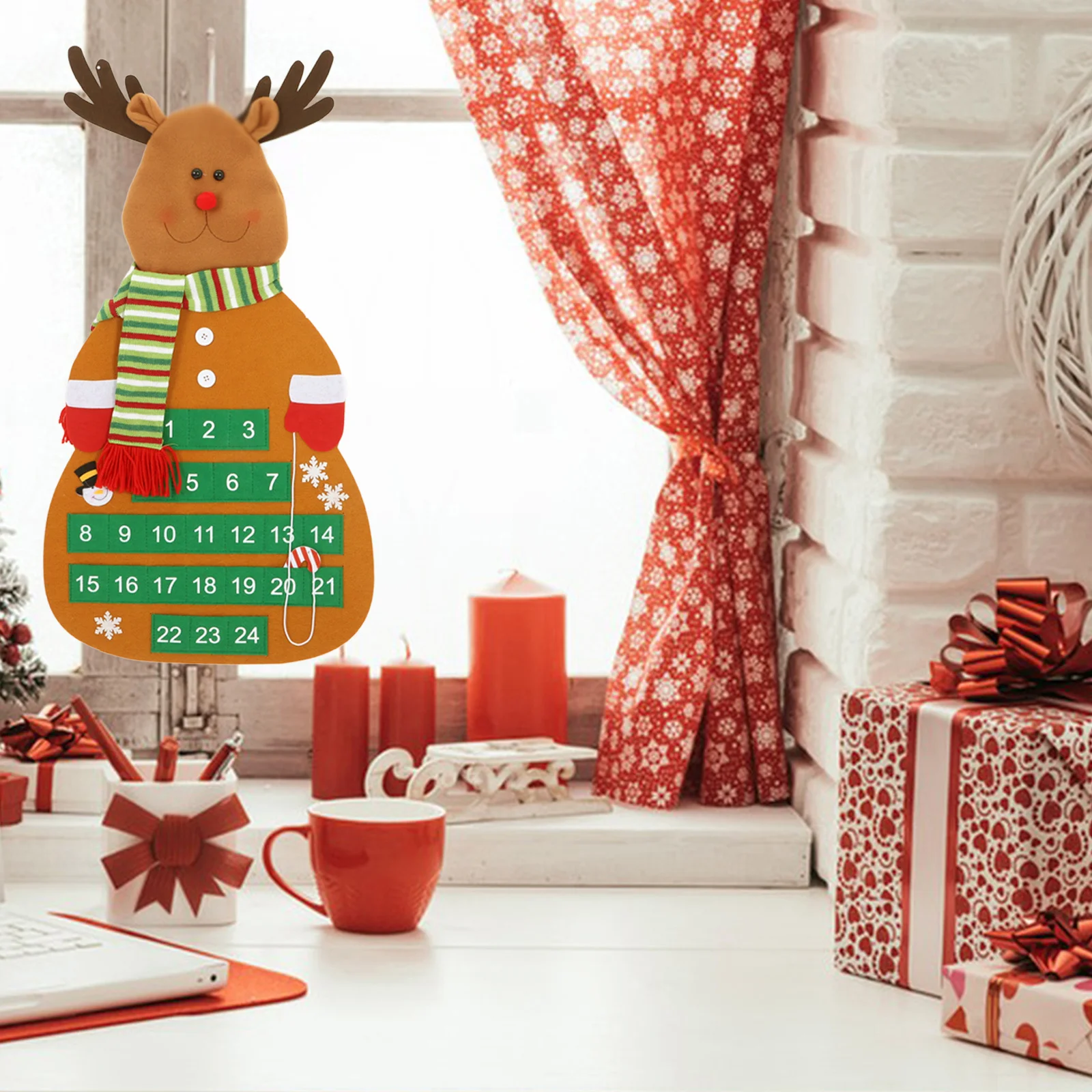 

Christmas Calendar Door Advent Wall Pocket Front Decor Felt Cloth Calendars Hanger