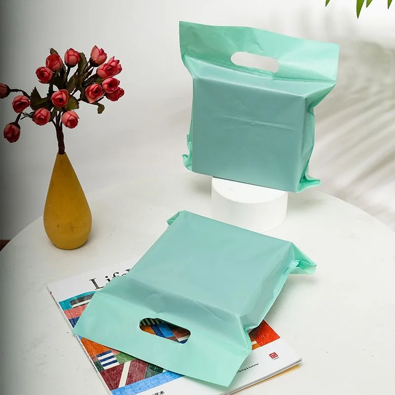 22x22cm Shipping Envelope Green Plastic Courier Bags Hand Held Delivery Bag Packaging Supplies Mailing Bags with Handle 10Pcs