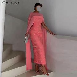 Flechazo Evening Dresses Strapless Ankle-Length Flower Beads Ribbons Customized Evening Party Dress For Women 2024 فساتين السهرة