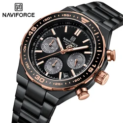 NAVIFORCE Watch for Men Casual Fashion Waterproof Luminous 24 Hours Date Display Stainless Steel Strap Wristwatch Reloj Hombre