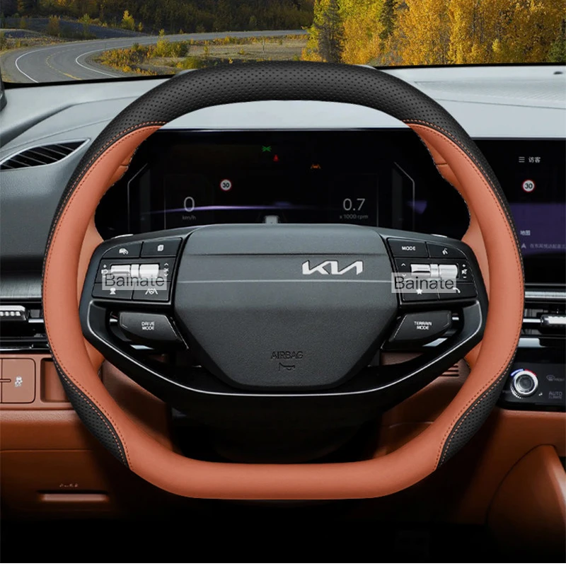 38 cm Auto-Lenkradbezug, für NEUEN KIA Sportage EV9 Sorento 2026, Leder, Lenkradhülle, Autozubehör – Detail 9