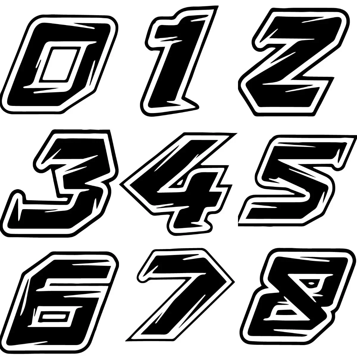 

Number 0123456789 Racing Motorcycle Helmet Sticker Car Laptop Camper Van Bicycle Wall Door Off-road Window Glass Decal PVC