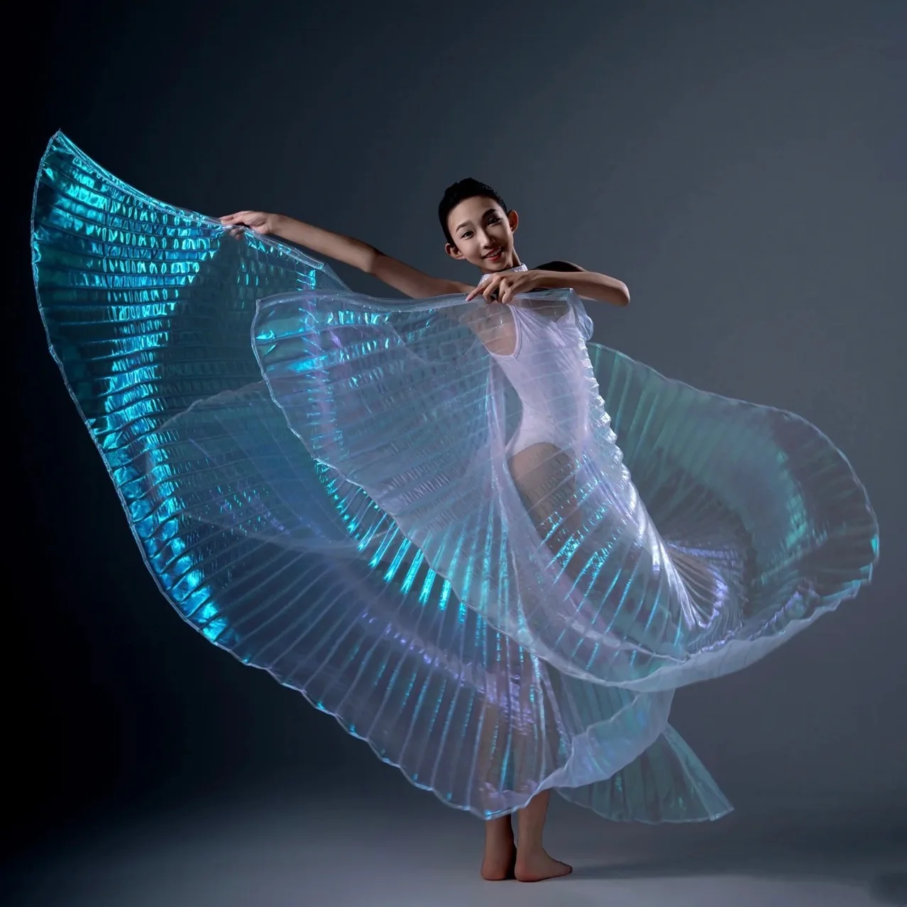 2025 accesorios profesionales de traje de danza del vientre ala danza del vientre tela transparente alas isis con palos