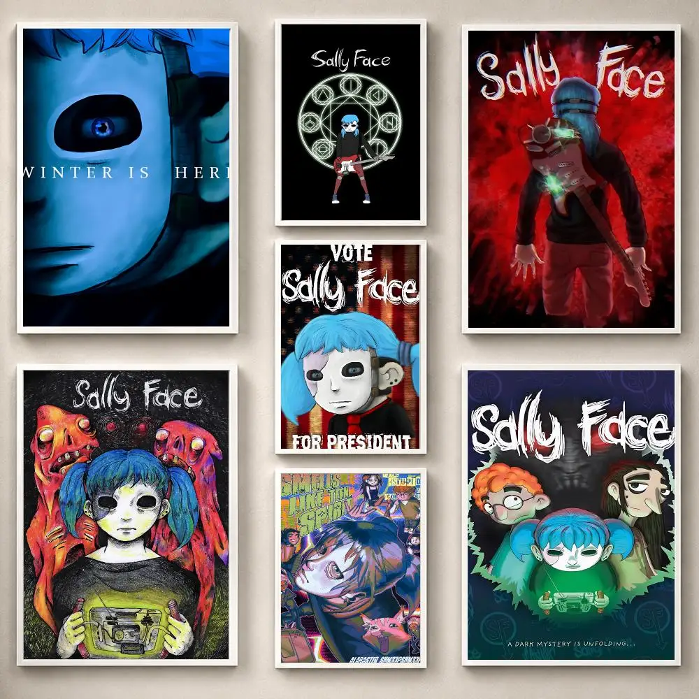 Game S-Sally Face Poster PP Self-Adhesive Removable HD Waterproof Wall art Suitable Bedrooms Living Rooms Gifts