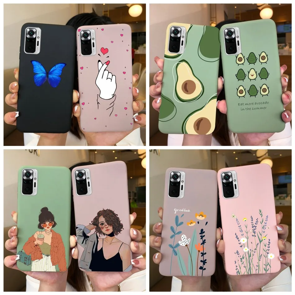 For Xiaomi Redmi Note 10 pro max phone Case Matte Cute Fasion Daisy Heart Avocado Cover Back Cover On Redmi Note 10Pro Max Funda