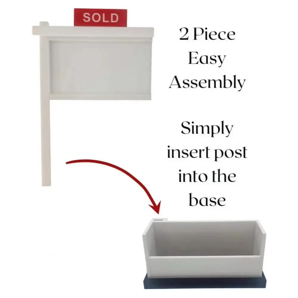 Sold Sign Real Estate Business Card Holder Removable Wood Desktops Card Display Stand Open Design Large Capacity