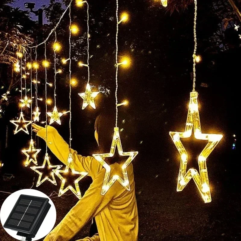 

Star LED Curtain String Lights Fairy Garland for New Year 2023 Christmas Decorations for Home window Wedding New Year Decor