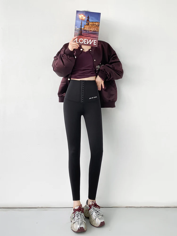 

High-Waist Fce Lined Yoga Pants Women's Autumn Winter Outfit Tummy Control Butt Lifting Fitn Spor ark Skin Pants