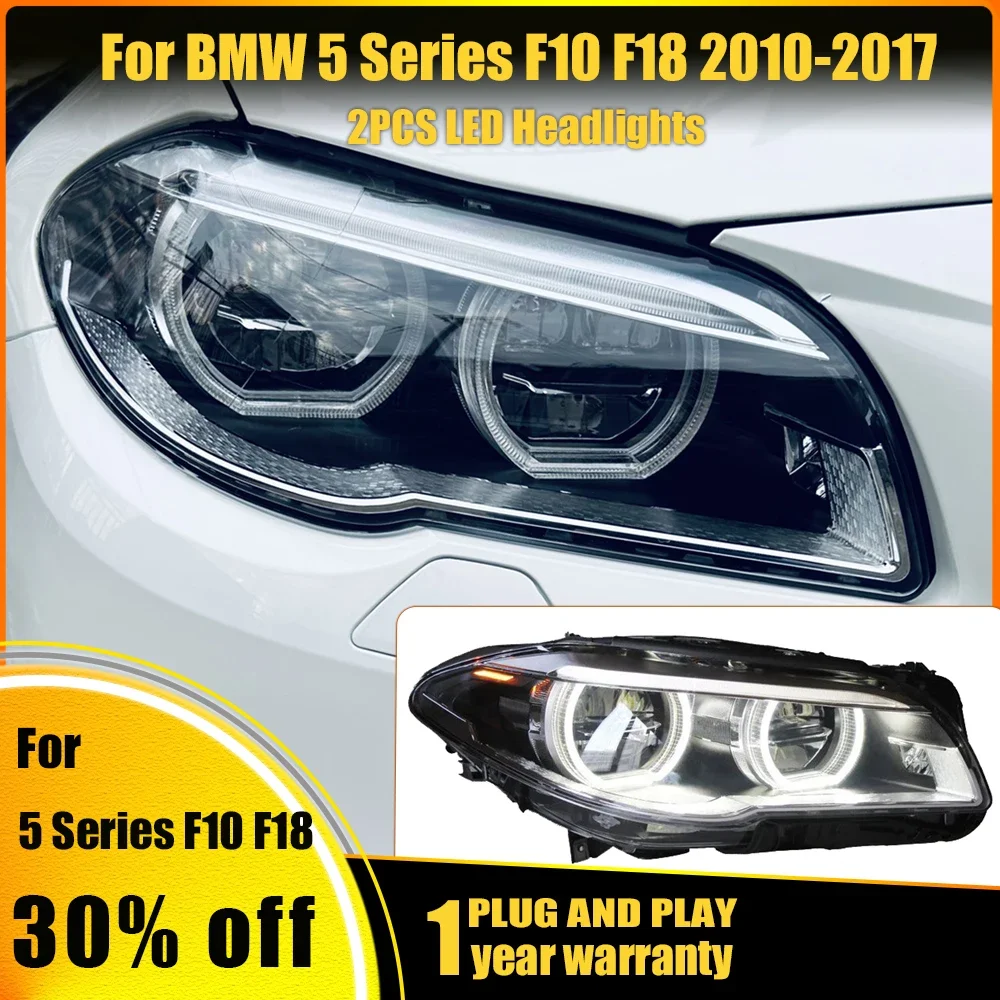 Head Lamp for BMW F10 F18 LED Headlights 2010-2017 5 Series DRL Turn Signal High Beam Angel Eye Projector Automotive Accessories