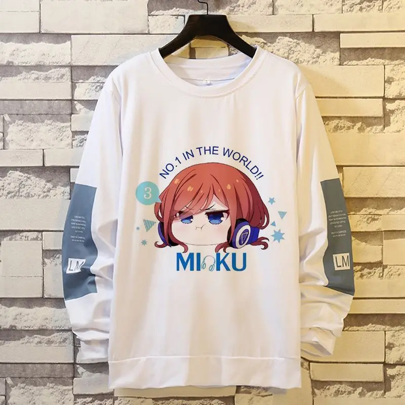 Anime jogo cinco pontas hanayome noiva nakano miku moletom unissex bidimensional em torno do pescoço manga longa camiseta outono