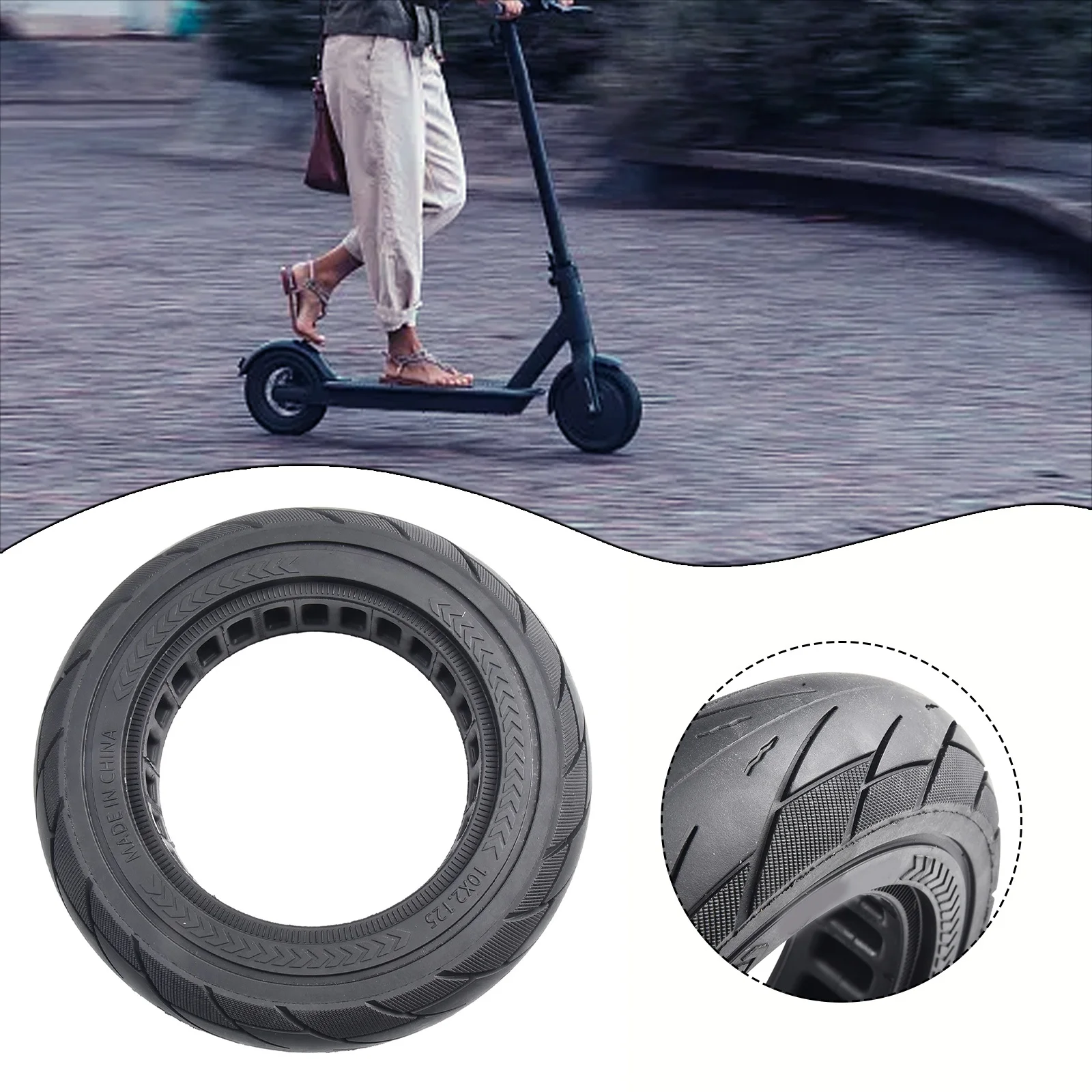 

Brand New Solid Tyre 10 Inch Tire Wheel 10x2.125 Accessories Anti-slip Balancing Car Black For Electric Scooter