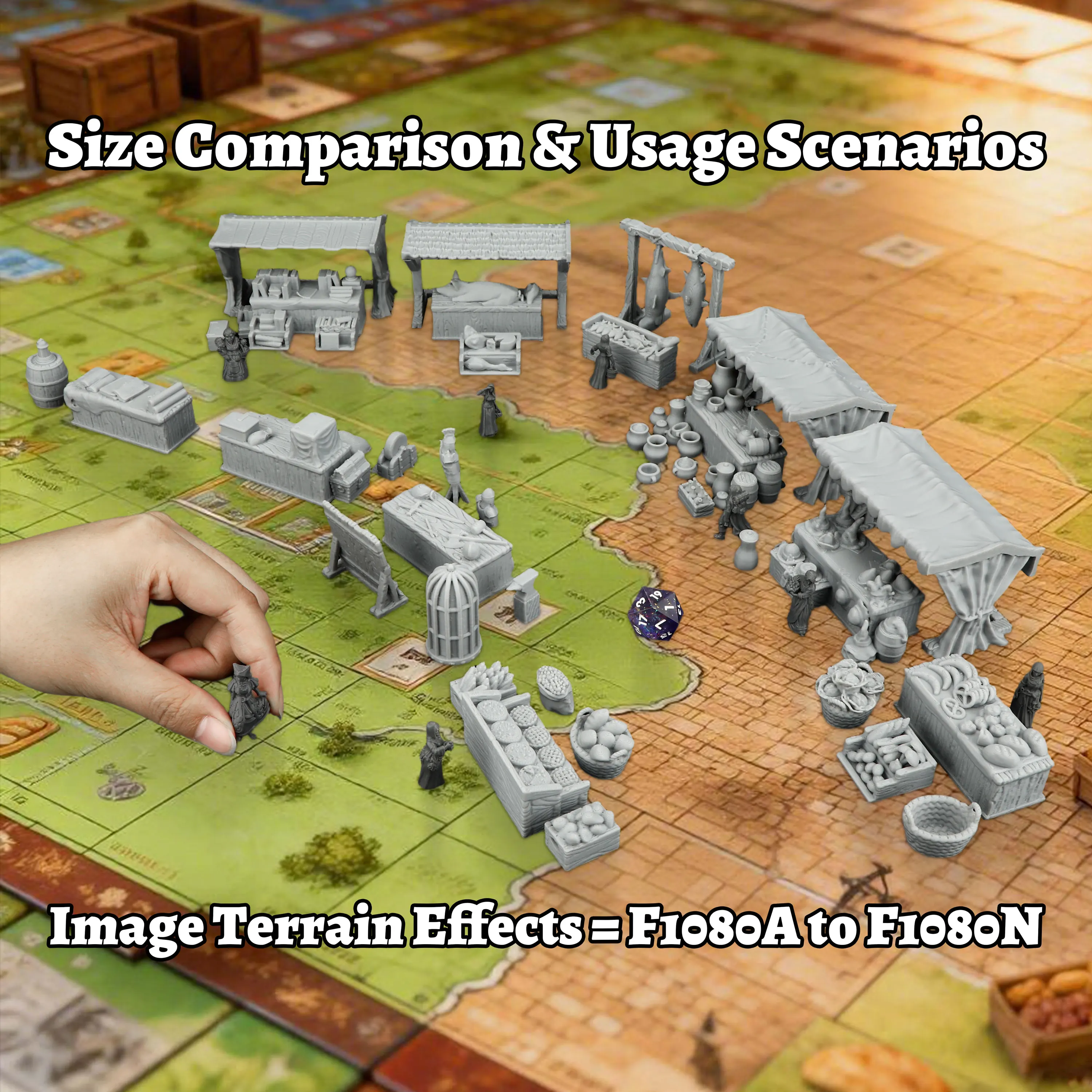 Fantasy Market Stall Miniature Terrain Models for Street Bazaars , RPG Tabletop Role Playing Game Terrain Building Accessories