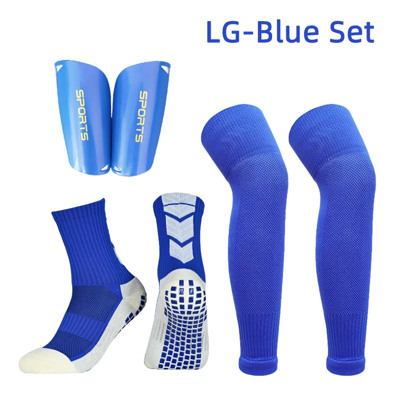 Soccer Shin Guards Sleeves Over Knee Breathable Towel Bottom Adults Kids Anti Slip Football Socks Leg Guards Protective Gear